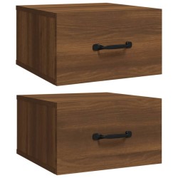 vidaXL Mesitas de noche de pared 2 uds marrón roble 35x35x20 cm 