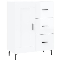 vidaXL Aparador de madera contrachapada blanco brillante 69,5x34x90 cm