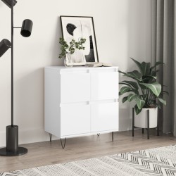 vidaXL Aparador de madera contrachapada blanco brillante 60x35x70 cm