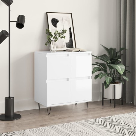 vidaXL Aparador de madera contrachapada blanco brillante 60x35x70 cm