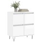 vidaXL Aparador de madera contrachapada blanco brillante 60x35x70 cm vidaXL Aparador de madera contrachapada blanco brillante 60x35x70 cm