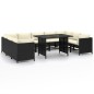 vidaXL Set de muebles de jardín 10 pzas cojines ratán sintético negro