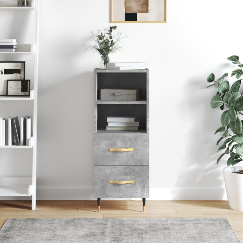 vidaXL Aparador de madera contrachapada gris hormigón 34,5x34x90 cm vidaXL Aparador de madera contrachapada gris hormigón 34,5x34x90 cm
