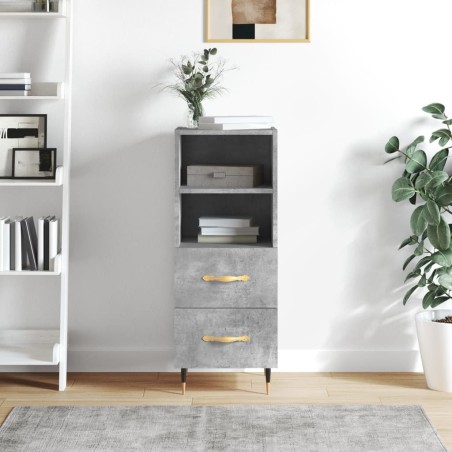 vidaXL Aparador de madera contrachapada gris hormigón 34,5x34x90 cm