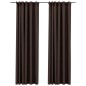 vidaXL Cortinas opacas ganchos look de lino 2 pzs gris taupe 140x225cm vidaXL Cortinas opacas ganchos look de lino 2 pzs gris taupe 140x225cm