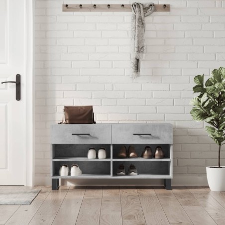 vidaXL Banco zapatero madera de ingeniería gris hormigón 102x35x55 cm