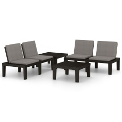 vidaXL Set de muebles de jardín 4 piezas con cojines plástico gris