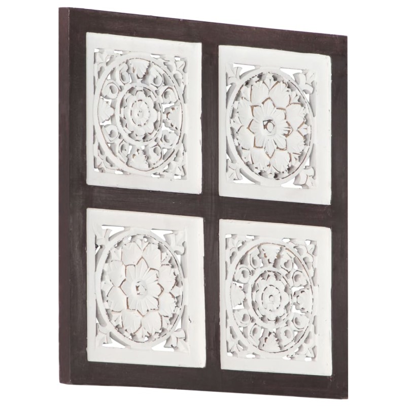 vidaXL Panel de pared tallado a mano MDF marrón y blanco 40x40x1,5 cm vidaXL Panel de pared tallado a mano MDF marrón y blanco 40x40x1,5 cm