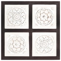 vidaXL Panel de pared tallado a mano MDF marrón y blanco 40x40x1,5 cm