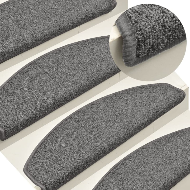 vidaXL Alfombras de peldaños de escalera 15 uds gris oscuro 65x24x4 cm