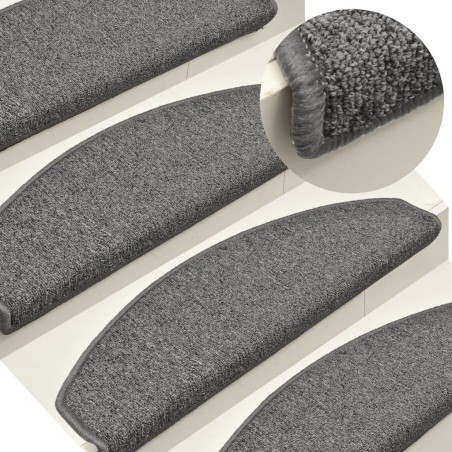 vidaXL Alfombras de peldaños de escalera 15 uds gris oscuro 65x24x4 cm