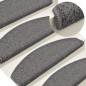 vidaXL Alfombras de peldaños de escalera 15 uds gris oscuro 65x24x4 cm