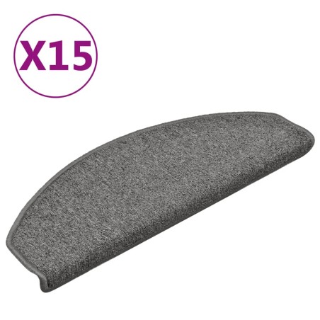vidaXL Alfombras de peldaños de escalera 15 uds gris oscuro 65x24x4 cm