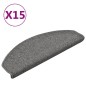 vidaXL Alfombras de peldaños de escalera 15 uds gris oscuro 65x24x4 cm