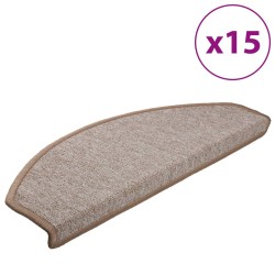 vidaXL Alfombrillas de escalera 15 unidades marrón claro 65x24x4 cm