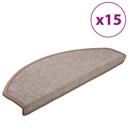 vidaXL Alfombrillas de escalera 15 unidades marrón claro 65x24x4 cm