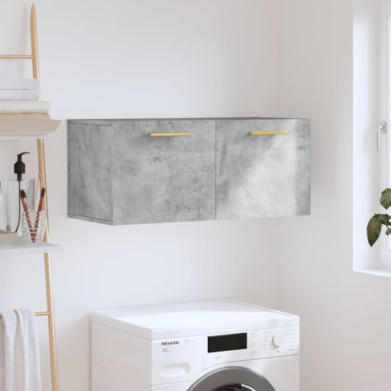 vidaXL Armario de pared madera ingeniería gris hormigón 80x36,5x35 cm vidaXL Armario de pared madera ingeniería gris hormigón 80x36,5x35 cm