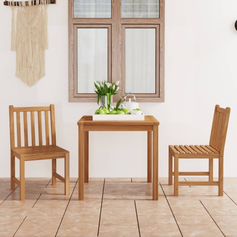 vidaXL Conjunto de comedor de jardín 3 piezas madera maciza de teca vidaXL Conjunto de comedor de jardín 3 piezas madera maciza de teca