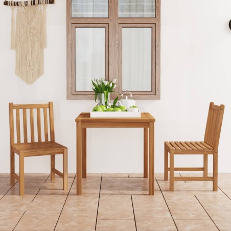 vidaXL Conjunto de comedor de jardín 3 piezas madera maciza de teca