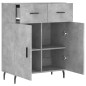 vidaXL Aparador de madera de ingeniería gris hormigón 69,5x34x90 cm