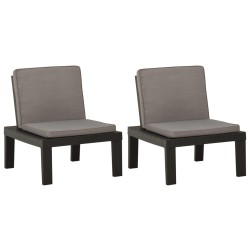 vidaXL Sillones de jardín con cojines 2 unidades plástico gris