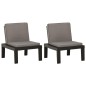 vidaXL Sillones de jardín con cojines 2 unidades plástico gris vidaXL Sillones de jardín con cojines 2 unidades plástico gris
