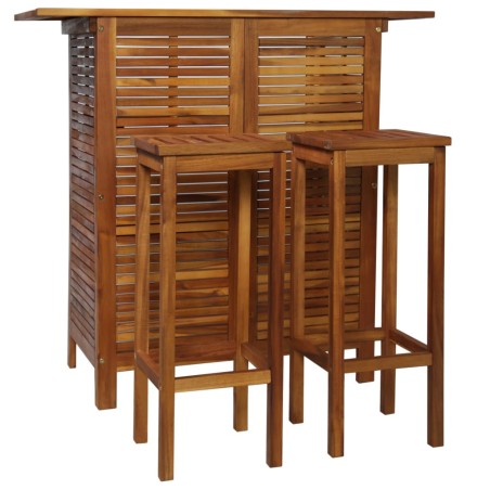 vidaXL Set mesa de bar y sillas 3 piezas de madera de acacia maciza