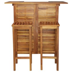 vidaXL Set mesa de bar y sillas 3 piezas de madera de acacia maciza