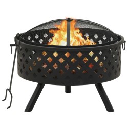 vidaXL Brasero con atizador acero XXL 68 cm
