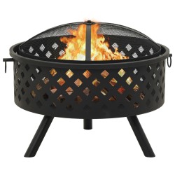 vidaXL Brasero con atizador acero XXL 68 cm