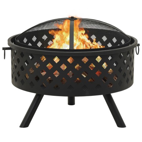 vidaXL Brasero con atizador acero XXL 68 cm