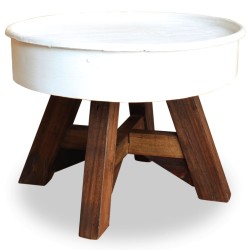 vidaXL Mesa de centro de madera maciza reciclada 60x45 cm blanco 