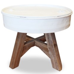 vidaXL Mesa de centro de madera maciza reciclada 60x45 cm blanco 