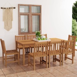 vidaXL Conjunto de comedor de jardín 9 piezas madera maciza de teca