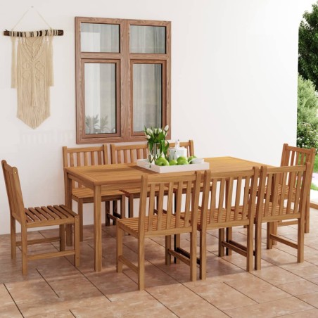 vidaXL Conjunto de comedor de jardín 9 piezas madera maciza de teca