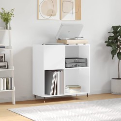 vidaXL Mueble discos madera contrachapada blanco brillo 84,5x38x89 cm