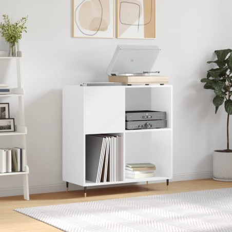 vidaXL Mueble discos madera contrachapada blanco brillo 84,5x38x89 cm