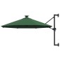 vidaXL Sombrilla de pared con LEDs y poste de metal 300 cm verde vidaXL Sombrilla de pared con LEDs y poste de metal 300 cm verde