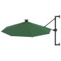 vidaXL Sombrilla de pared con LEDs y poste de metal 300 cm verde vidaXL Sombrilla de pared con LEDs y poste de metal 300 cm verde
