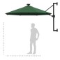 vidaXL Sombrilla de pared con LEDs y poste de metal 300 cm verde vidaXL Sombrilla de pared con LEDs y poste de metal 300 cm verde