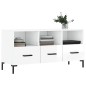 vidaXL Mueble de TV madera contrachapada blanco brillo 102x36x50 cm vidaXL Mueble de TV madera contrachapada blanco brillo 102x36x50 cm