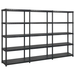 vidaXL Estantería almacenaje 5 niveles plástico negro 274,5x45,7x185cm