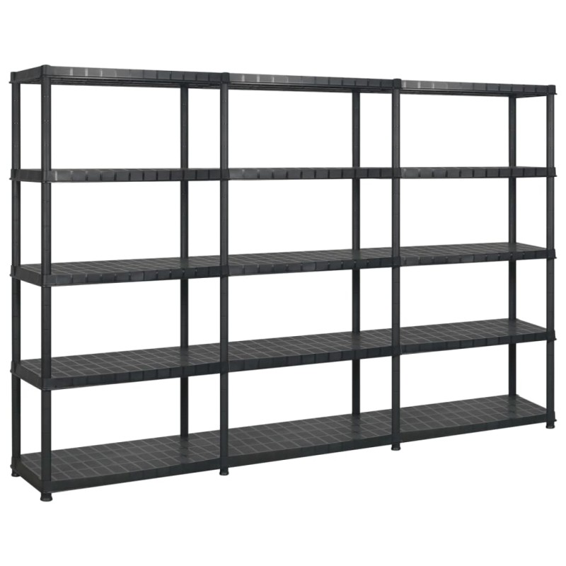 vidaXL Estantería almacenaje 5 niveles plástico negro 274,5x45,7x185cm vidaXL Estantería almacenaje 5 niveles plástico negro 274,5x45,7x185cm