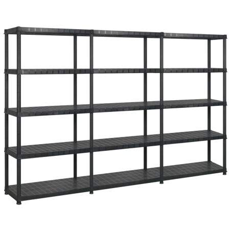 vidaXL Estantería almacenaje 5 niveles plástico negro 274,5x45,7x185cm