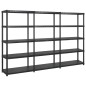 vidaXL Estantería almacenaje 5 niveles plástico negro 274,5x45,7x185cm vidaXL Estantería almacenaje 5 niveles plástico negro 274,5x45,7x185cm