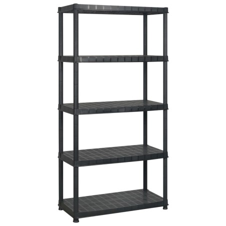 vidaXL Estantería almacenaje 5 niveles plástico negro 274,5x45,7x185cm