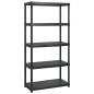 vidaXL Estantería almacenaje 5 niveles plástico negro 274,5x45,7x185cm vidaXL Estantería almacenaje 5 niveles plástico negro 274,5x45,7x185cm