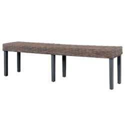 vidaXL Banco de ratán kubu y madera maciza de mango gris 160 cm 
