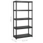 vidaXL Estantería almacenaje 5 niveles plástico negro 274,5x45,7x185cm vidaXL Estantería almacenaje 5 niveles plástico negro 274,5x45,7x185cm