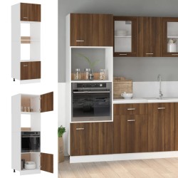 vidaXL Armario de microondas contrachapada marrón roble 60x57x207 cm